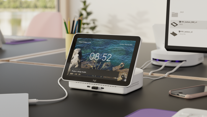 Das Logi Dock Flex kann personalisiert werden, etwa mit einem eigenen Hintergrundbild. (Bild: Logitech)